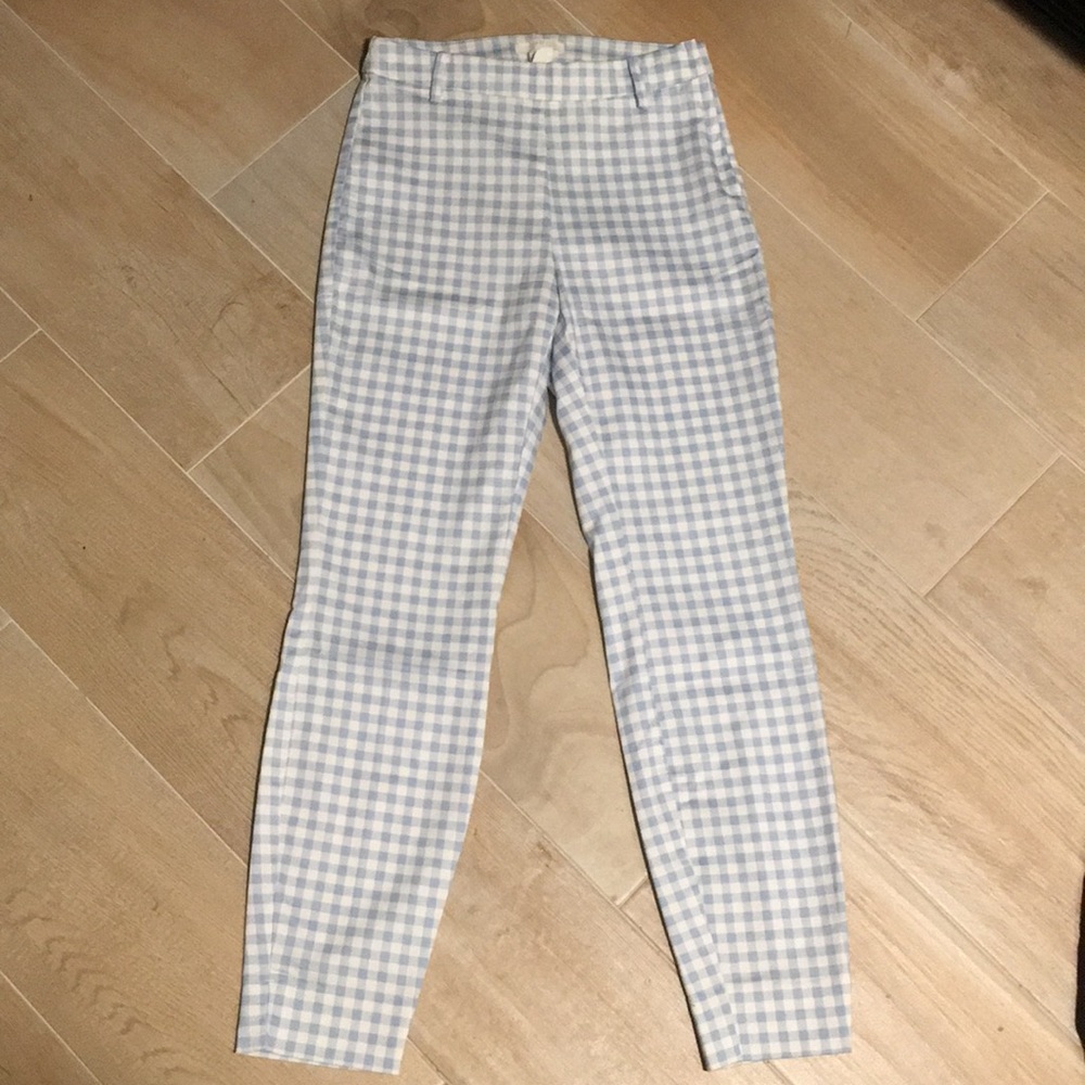 Blue Gingham Tailored Ankle H&M Pants